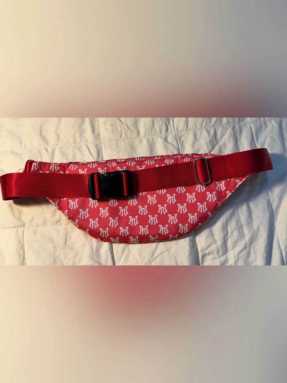 Red Monogram Waist Bag Fanny Pack Embroidered Logo Y2K Streetwear